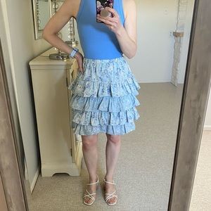 Floral Ruffle Tiered Cottagecore Mini Skirt Size S